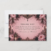 Romantische Roze Goth Huwelijk Bedankkaart (Voorkant)