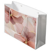 Romantische Roze Gouden Bloemachtige Bruiloftsborr Groot Cadeauzakje (Voorkant Gekanteld)