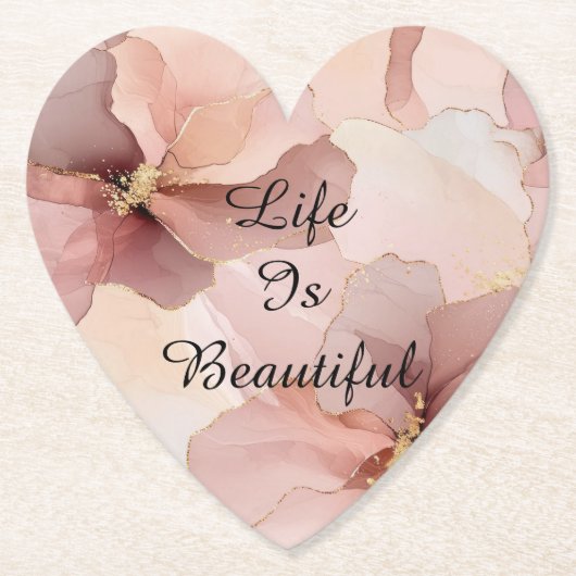 Romantische Roze Gouden Bloemrijke Bruids-Shower Kartonnen Onderzetters (Voorkant)