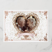 Romantische Roze Gouden Bruilofts Folie Uitnodigin Uitnodiging (Voorkant)