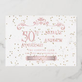 Romantische Roze Gouden Bruilofts Folie Uitnodigin Uitnodiging (Achterkant)