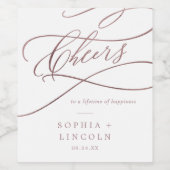 Romantische Roze Gouden Calligrafie Kreet Wijnlabe Wijn Etiket (Enkel label)