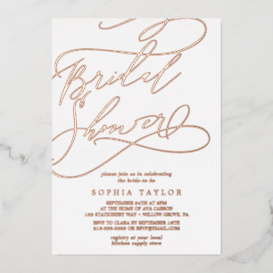Romantische Roze Gouden Folie Calligrafie Bruidsui Uitnodiging