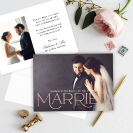 Romantische Roze Gouden Getrouwde Serif Foto Bruil Aankondiging