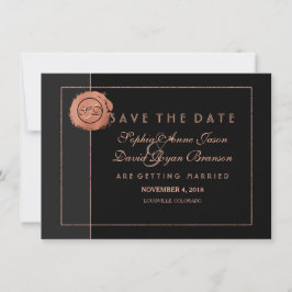 Romantische Roze Gouden Glitter Monogram Save The Date