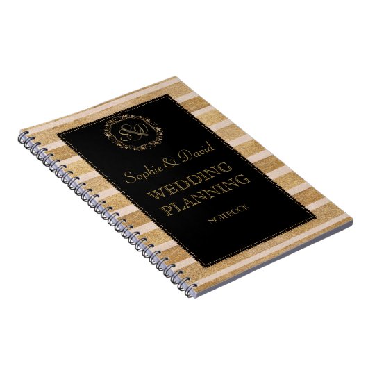 Romantische roze gouden herfstkrans trouwplanner notitieboek (Rechterzijde)