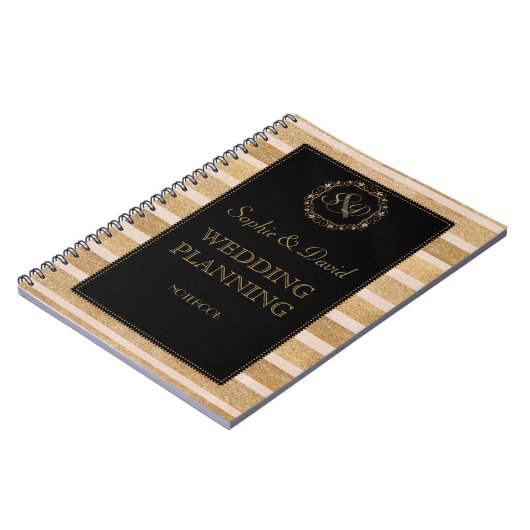 Romantische roze gouden herfstkrans trouwplanner notitieboek (Linkerzijde)