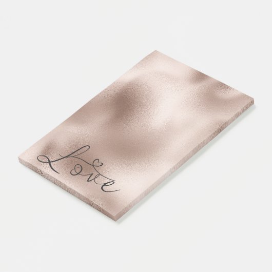 Romantische Roze Gouden Liefdes Hart Bruiloft Post-it® Notes (Schuin)