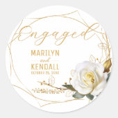 Romantische roze gouden verlovingsring ronde sticker (Voorkant)