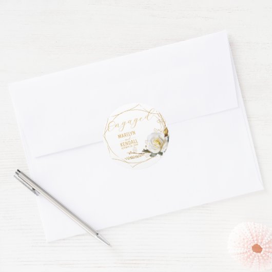 Romantische roze gouden verlovingsring ronde sticker (Envelop)
