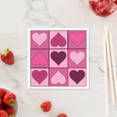 Romantische roze grafische harten op en neer servetten (Insitu)