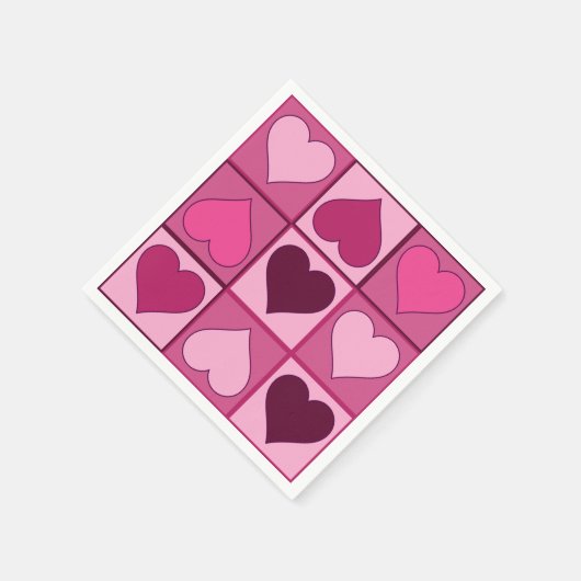 Romantische roze grafische harten op en neer servetten (Hoek)