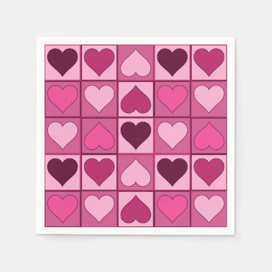 Romantische roze grafische harten op en neer servetten (Voorkant)