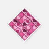Romantische roze grafische harten op en neer servetten (Hoek)