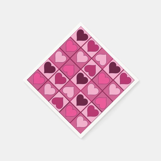 Romantische roze grafische harten op en neer servetten (Hoek)