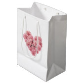 Romantische Roze Hart Bloem Valentijnsdag Medium Cadeauzakje (Voorkant Gekanteld)