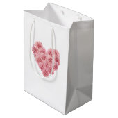 Romantische Roze Hart Bloem Valentijnsdag Medium Cadeauzakje (Achterkant Gekanteld)