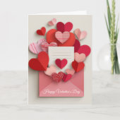 Romantische Roze Hart Envelope Valentijnsdag Kaart (Voorkant)