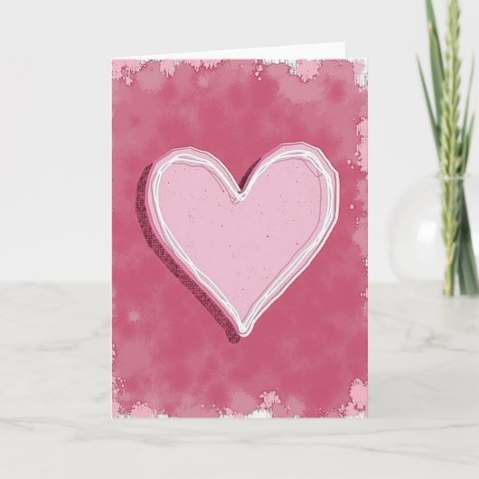 Romantische Roze Hart Kaart (Voorkant)