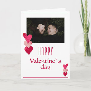 Romantische Roze Hart Koppel Foto Valentijnsdag Feestdagen Kaart