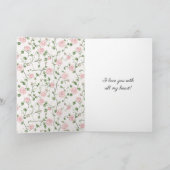 Romantische Roze Hart Rozenblaadjes Valentijnsdag Kaart (Binnen)