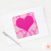 Romantische Roze Hart Stickers. Vierkante Sticker (Envelop)