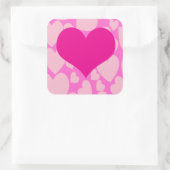 Romantische Roze Hart Stickers. Vierkante Sticker (Tas)