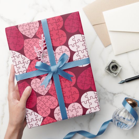 Romantische roze hart vorm puzzel cadeaupapier (Geschenken)