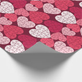 Romantische roze hart vorm puzzel cadeaupapier (Hoek)