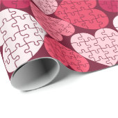 Romantische roze hart vorm puzzel cadeaupapier (Rol Hoek)