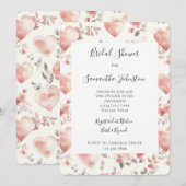 Romantische Roze Harten Bloemige Bruiloftsdouche Kaart (Voorkant / Achterkant)