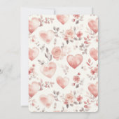 Romantische Roze Harten Bloemige Bruiloftsdouche Kaart (Achterkant)