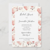 Romantische Roze Harten Bloemige Bruiloftsdouche Kaart (Voorkant)