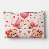 Romantische Roze Harten en Vogels Make-uptas Etui (Achterkant)