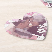Romantische roze harten liefde aangepaste foto kartonnen onderzetters (Gekanteld)