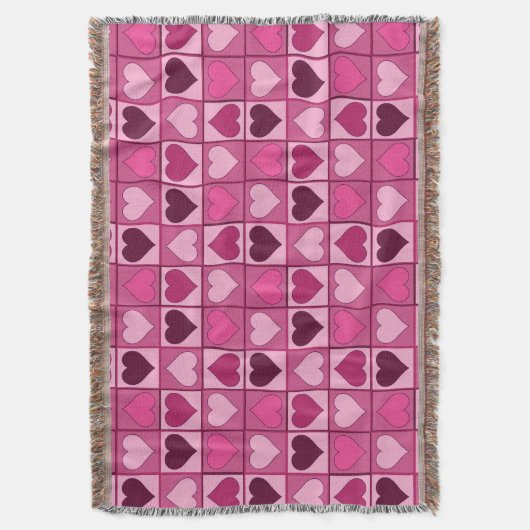 Romantische roze harten omhoog en omlaag deken (Voorkant Verticaal)