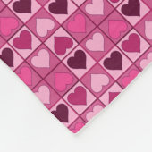 Romantische roze harten omhoog en omlaag fleece deken (Hoek)
