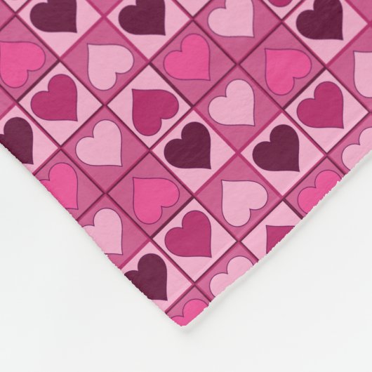 Romantische roze harten omhoog en omlaag fleece deken (Hoek)