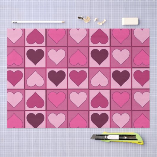 Romantische roze harten omhoog en omlaag tissuepapier (Craft)