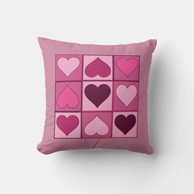 Romantische roze harten op en neer met elke kleur kussen (Voorkant)