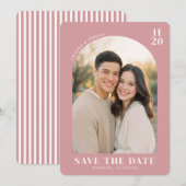 Romantische Roze Hedendaagse Foto Save The Date (Voorkant / Achterkant)