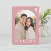 Romantische Roze Hedendaagse Foto Save The Date (Staand voorkant)