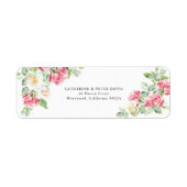 Romantische Roze/Ivore Waterverfrozen Bruiloft Etiket (Voorkant)