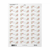 Romantische Roze/Ivore Waterverfrozen Bruiloft Etiket (Full Sheet)