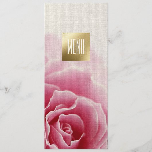 Romantische Roze | Kaarten van het menu Gold Foil  (Voorkant)