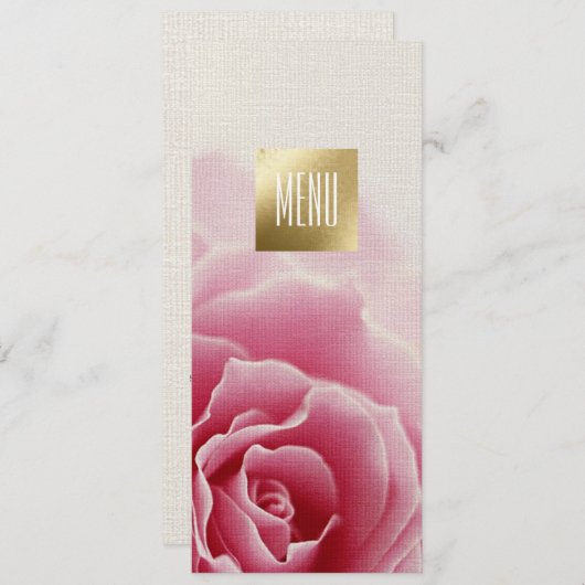 Romantische Roze | Kaarten van het menu Gold Foil  (Voorkant / Achterkant)