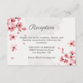 Romantische roze kersenbloesem bloemige bruiloft informatiekaartje (Voorkant)