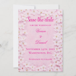Romantische roze kersenbloesem bruiloft Save the D Date
