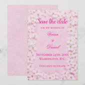 Romantische roze kersenbloesem bruiloft Save the D Date (Voorkant / Achterkant)
