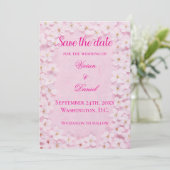 Romantische roze kersenbloesem bruiloft Save the D Save The Date (Staand voorkant)